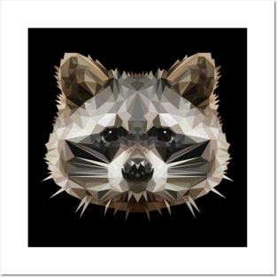 Cute raccoon Racoon Polygon head gift Posters and Art